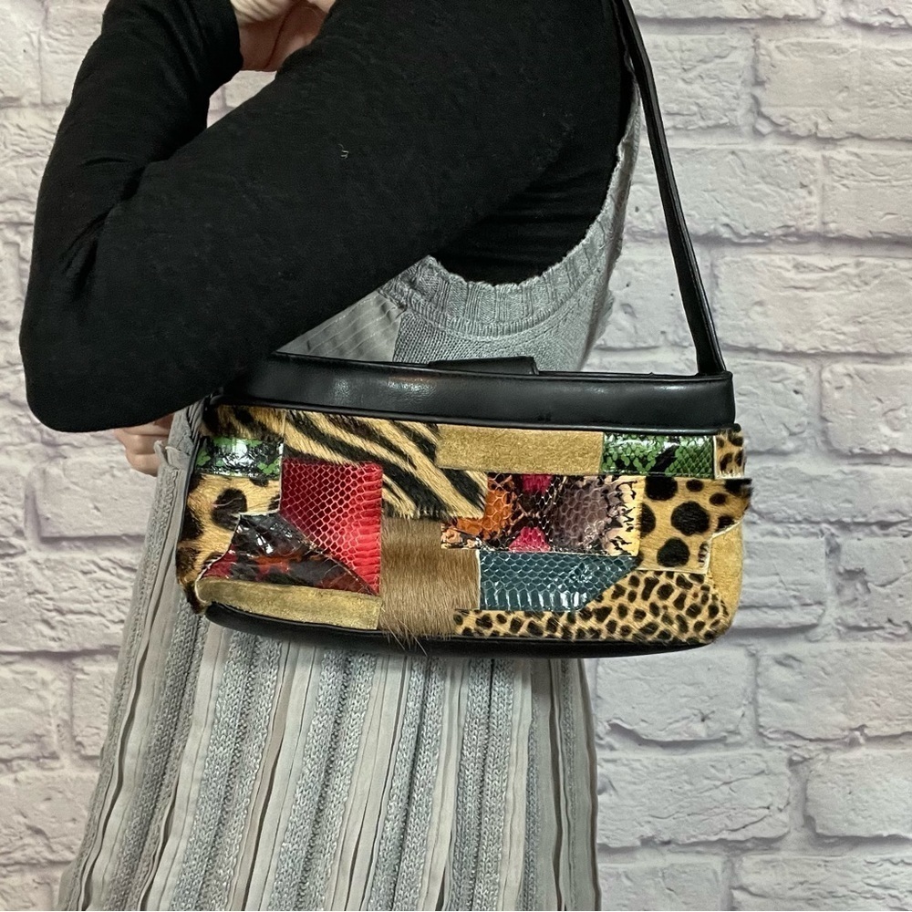 Tempo Designs Patchwork Leather And Snakeskin Clu… - image 2